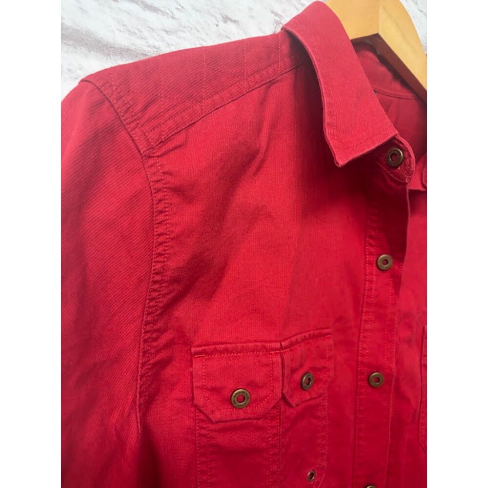 Ralph Lauren Dry Goods Shirt Size Large Red Camp Fishing Top Utility Elbow Patch - Picture 3 of 6